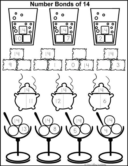 Number Bonds To 14 Free Math Worksheets