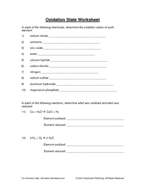 Oxidation Number Practice Worksheet The Best Worksheets Image