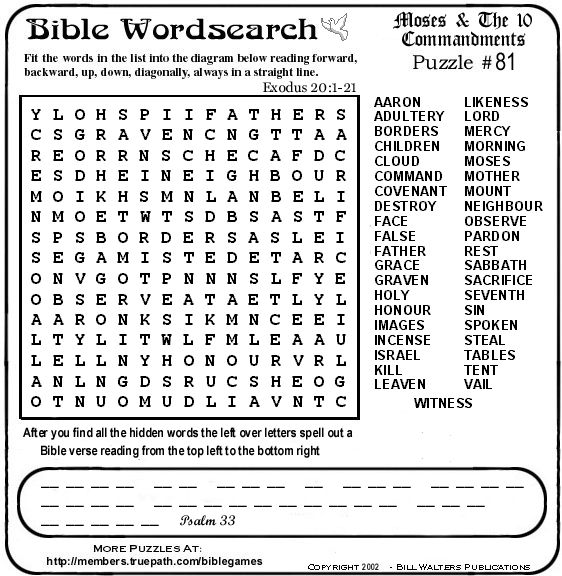 Parables Word Search