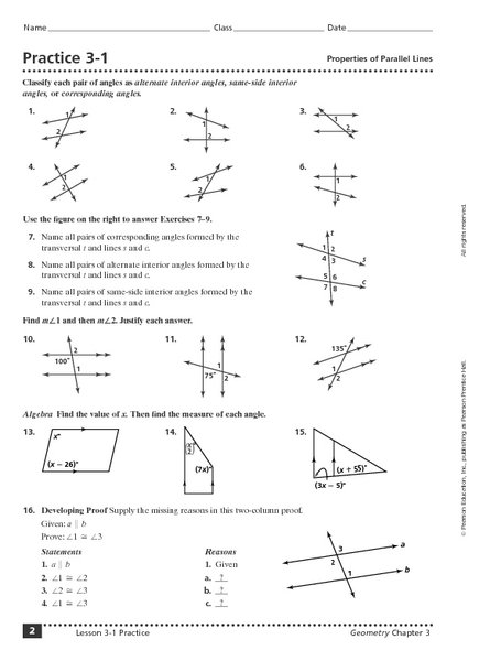 Parallel Lines Cut By A Transversal Worksheet 8th Grade Worksheets