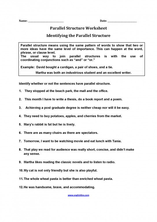 Parallel Structure Worksheets parallel-structure-worksheets