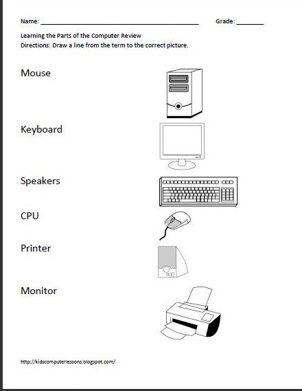 Parts Of A Computer Worksheet Worksheets For All