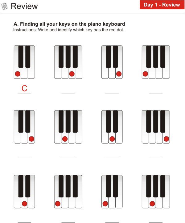 Piano Keyboard Worksheet