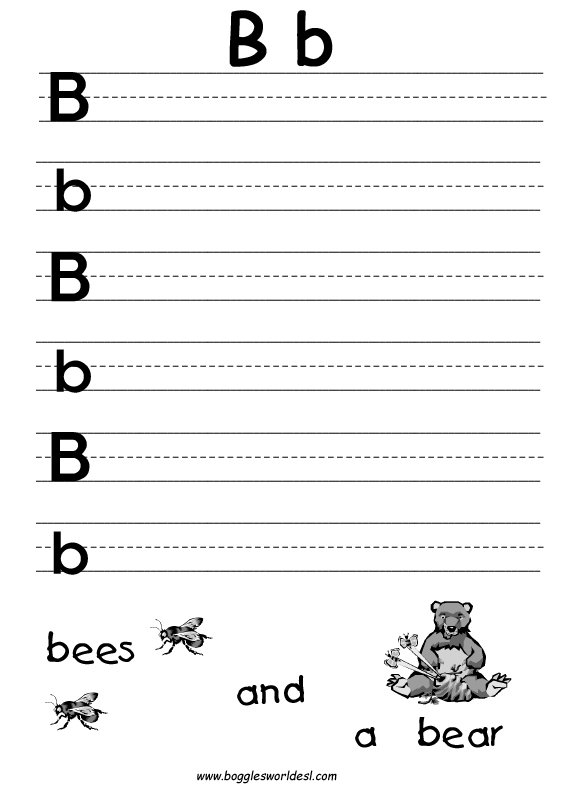 Pictures Letter B Worksheets For Toddlers