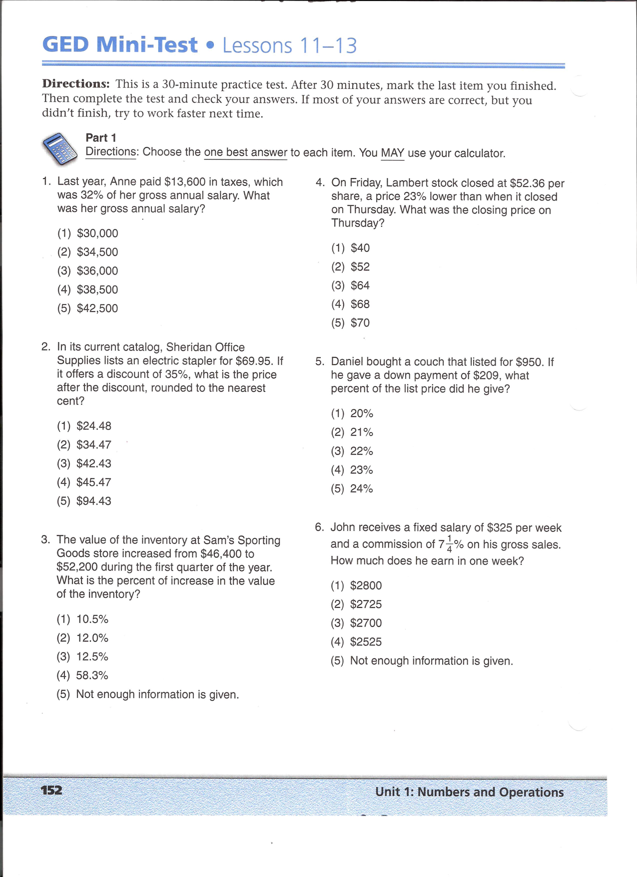 Printable Ged Practice Test Ged Prep Worksheets 0