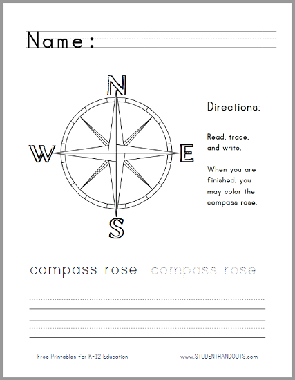 Printables  Compass Rose Worksheets  Messygracebook Thousands Of