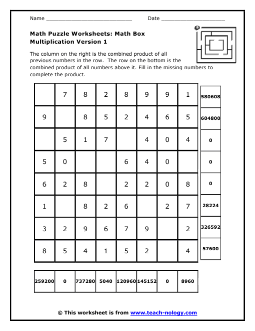 Printables  Math Puzzle Worksheets  Messygracebook Thousands Of