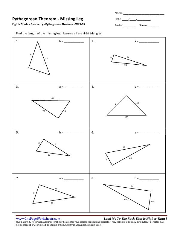 Pythagorean Theorem Worksheets With Answers The Best Worksheets