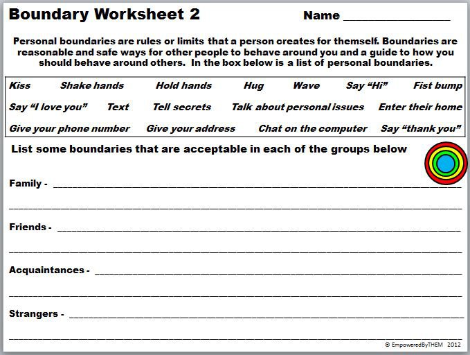 Relationship Boundaries Worksheet Worksheets For All