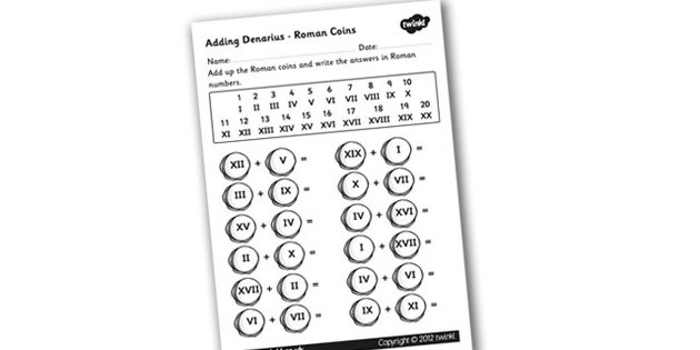 Roman Coins Addition Worksheet