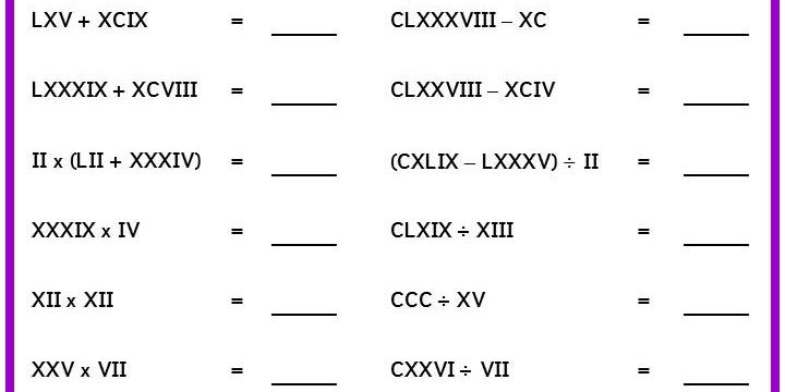 Roman Numerals Calculations