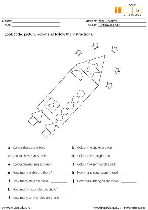 Shape Worksheets Year 1 Worksheets For All