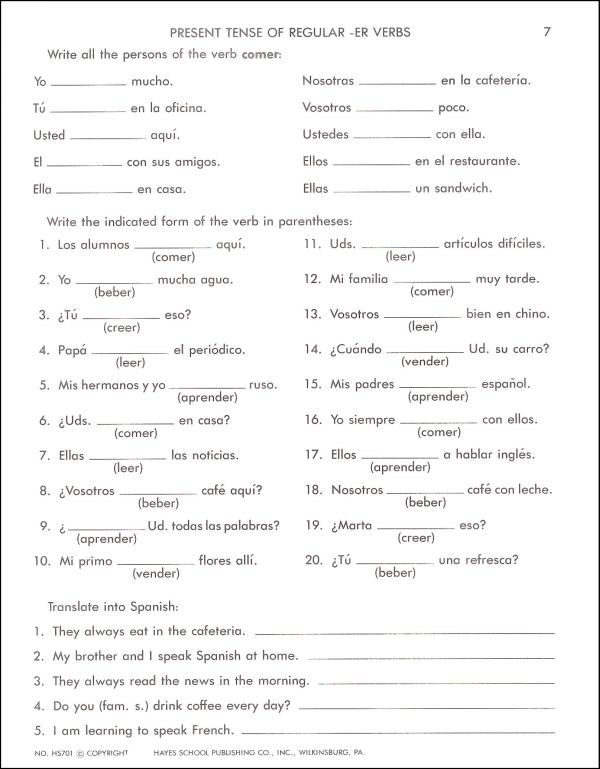 Spanish 1 Review Worksheets Worksheets For All | Free Worksheets Samples