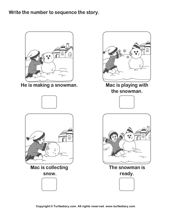 Story Sequencing Mac And Snowman Worksheet