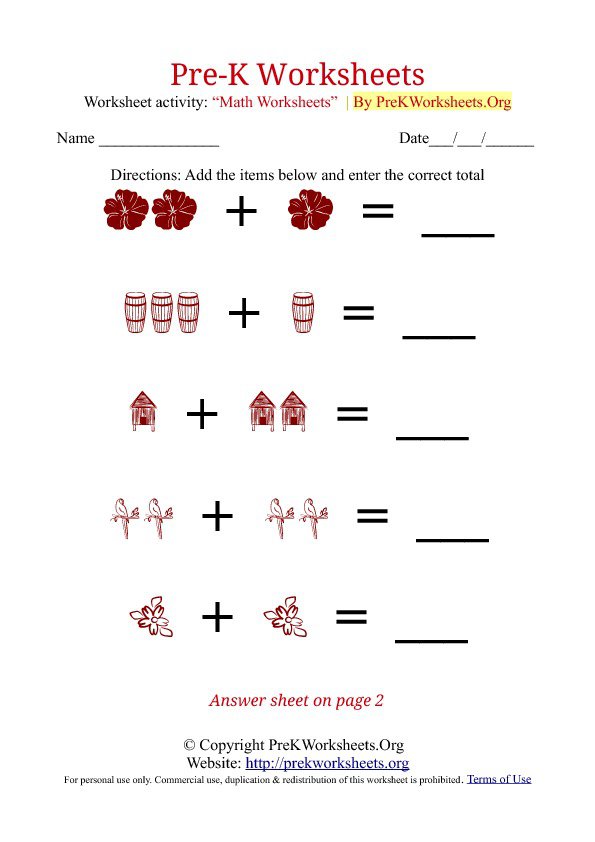 Stunning Pre Kindergarten Math Worksheets Worksheet