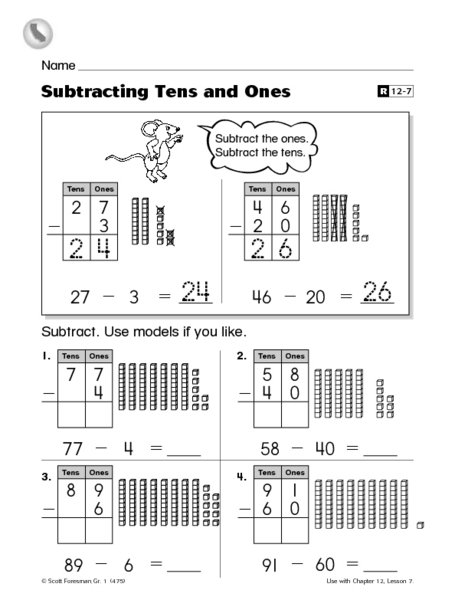 Subtraction Worksheets With Tens Worksheets For All