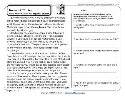 Three States Of Matter Worksheet Worksheets For All