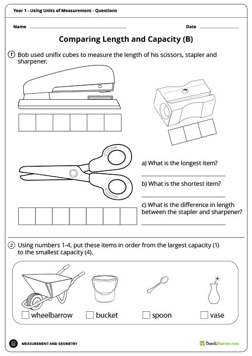Measuring With Unifix Cubes Worksheets