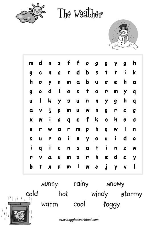 Weather Worksheets For Young Learners