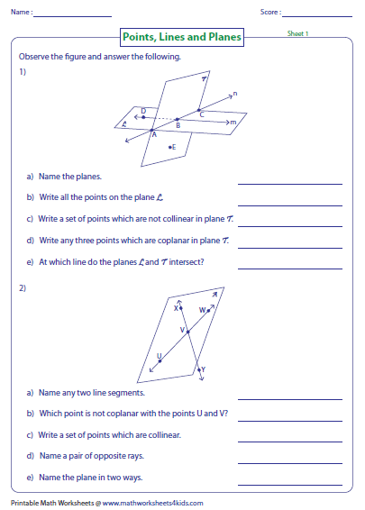 Word Problems Based On Points, Lines, And Planes