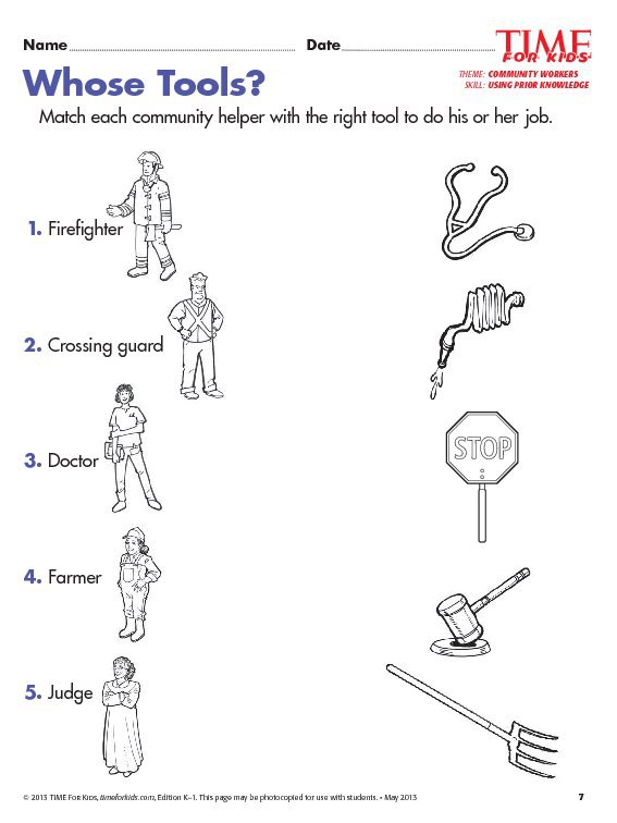 Worksheet On Community Helpers For Kindergarten Grade 1 Community