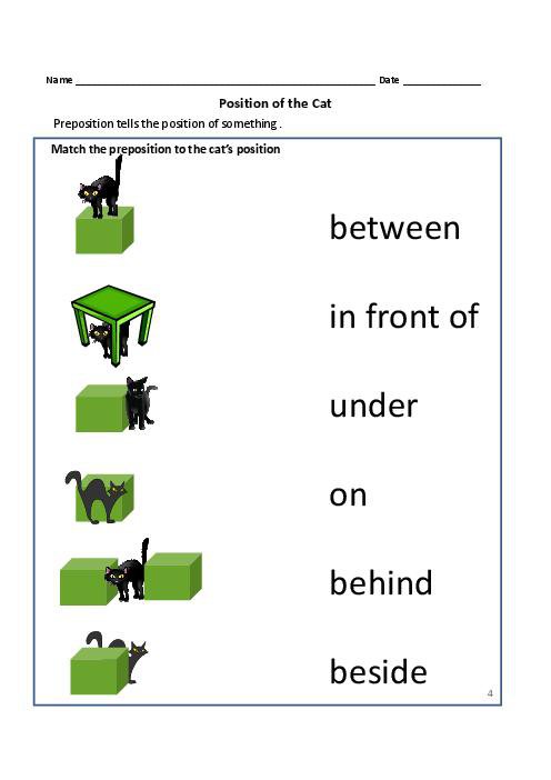 Worksheets For Grade 1 On Prepositions