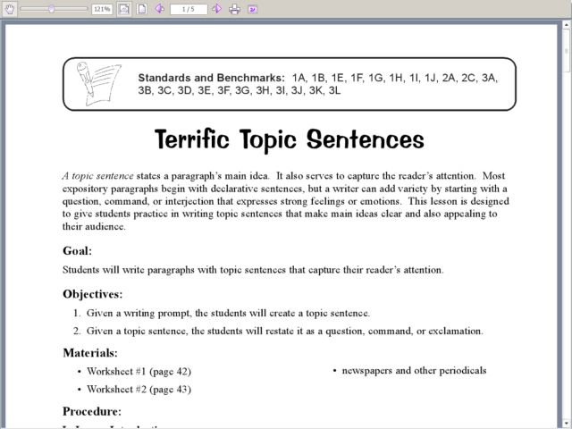 Writing A Topic Sentence Worksheets Worksheets For All