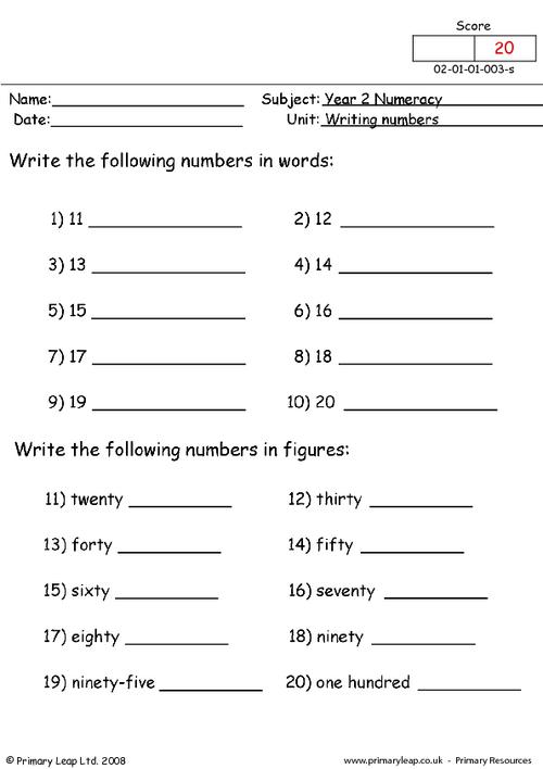 Writing Number Worksheet Worksheets For All