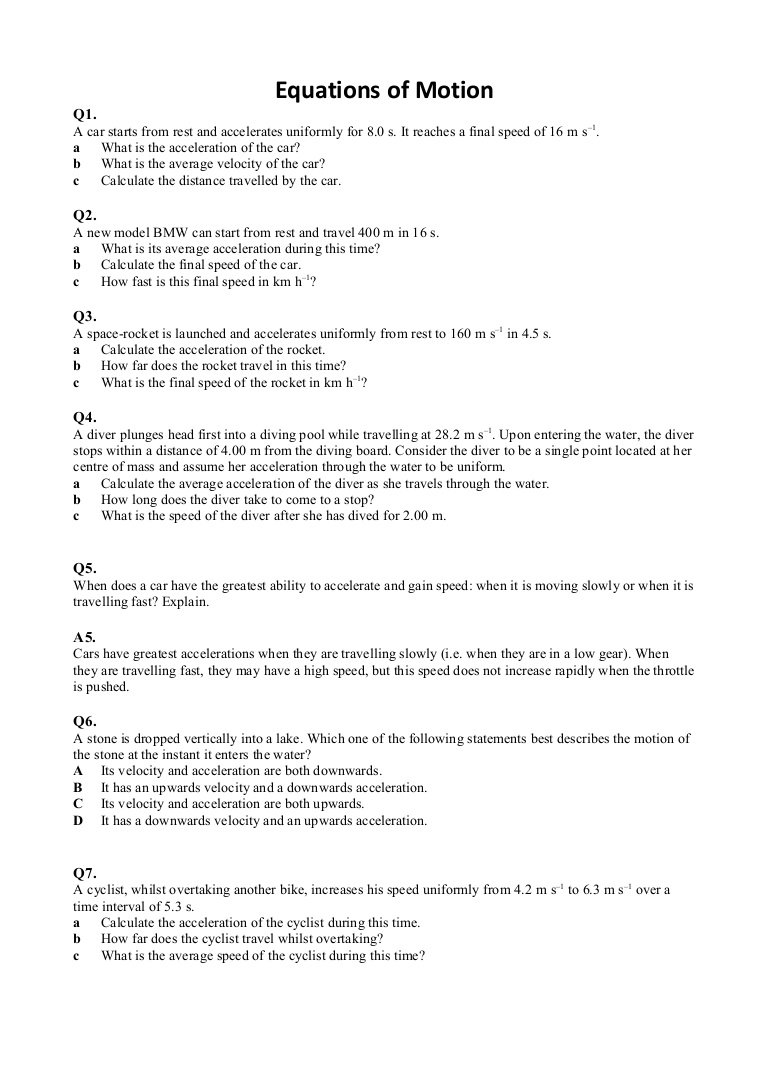 Acceleration And Motion Worksheets The Best Worksheets Image