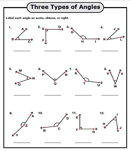 Acute Obtuse And Right Angles Worksheets Worksheets For All