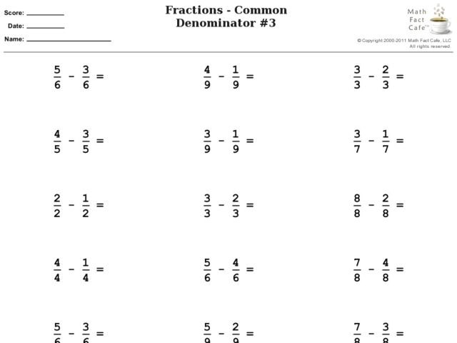 Adding Fractions Worksheets 7th Grade Worksheets For All