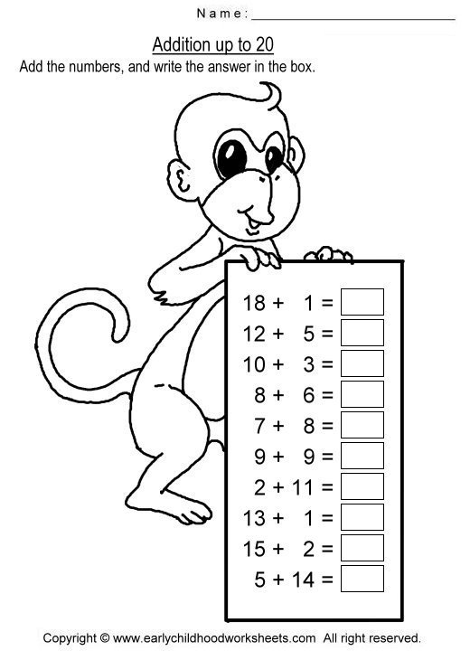 Addition To 20 Worksheet Worksheets For All