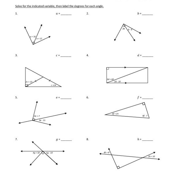 Angles Worksheet 8th Grade Worksheets For All
