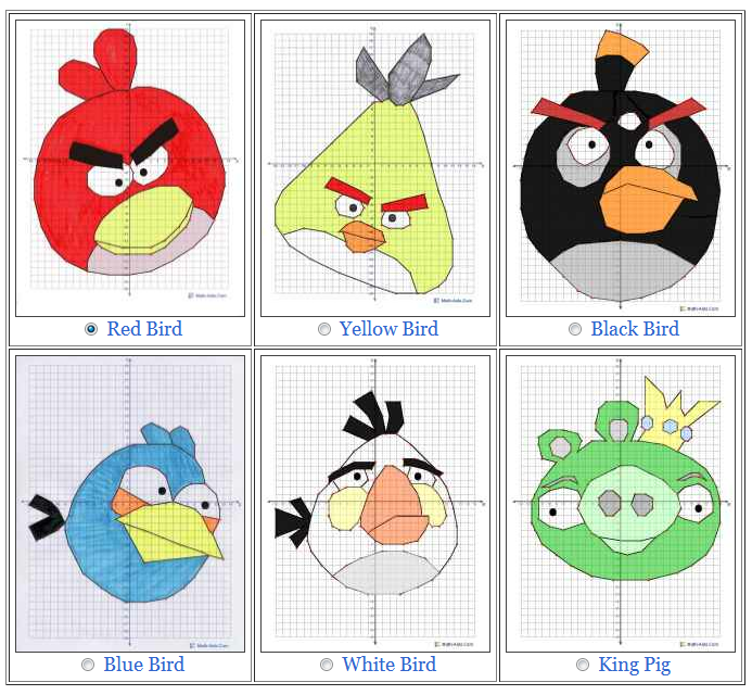 Angry Birds Graphing Puzzle Worksheets