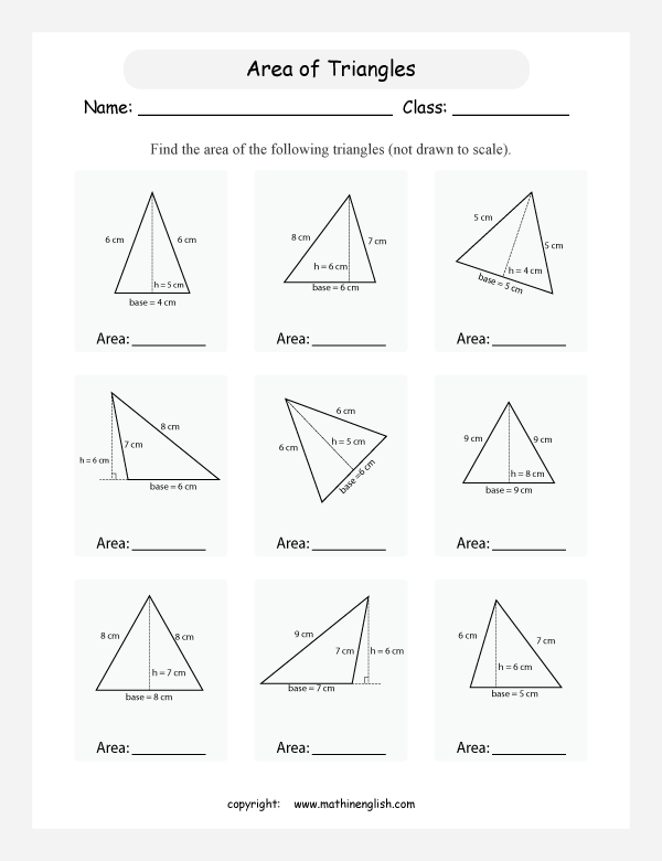 Area And Perimeter Of A Triangle Worksheet Worksheets For All