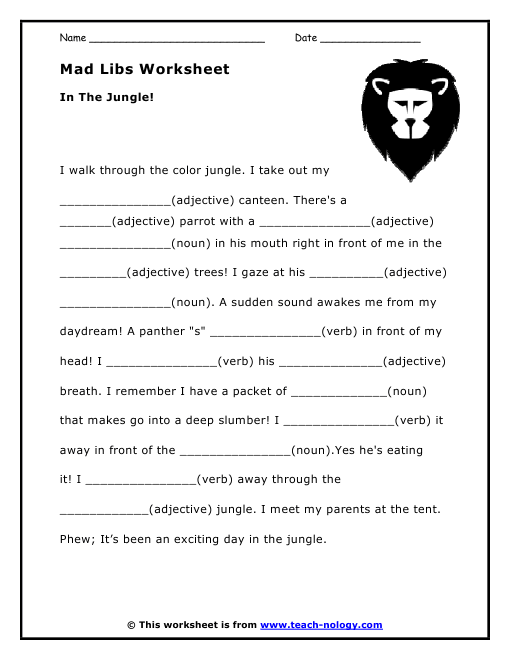 Best Ideas Of Mad Lib Worksheets For Your Sample Proposal