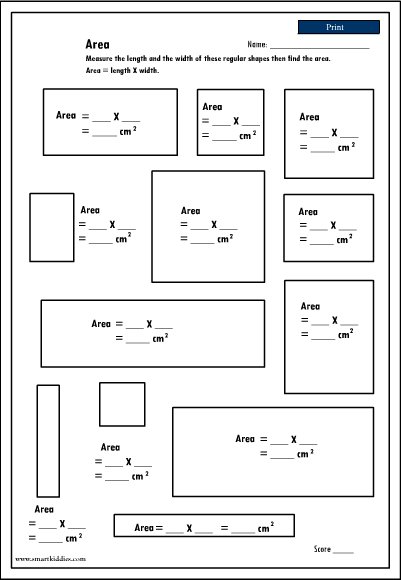 Calculating Area In Square Centimetres, Mathematics Skills Online
