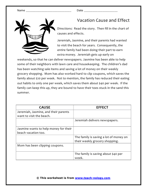 Cause And Effect Worksheets Worksheets For All Free Worksheets Samples