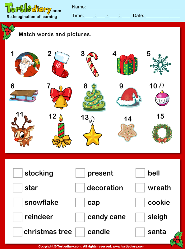 Christmas Vocabulary Worksheets Worksheets For All