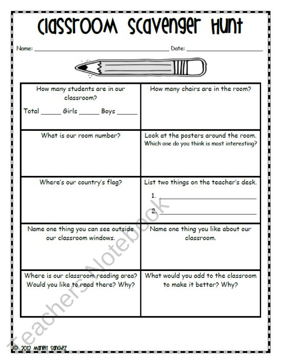 Classroom Scavenger Hunt  Good For The First Day Of School