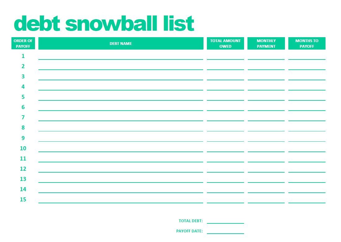 Collection Of Debt Snowball Worksheet