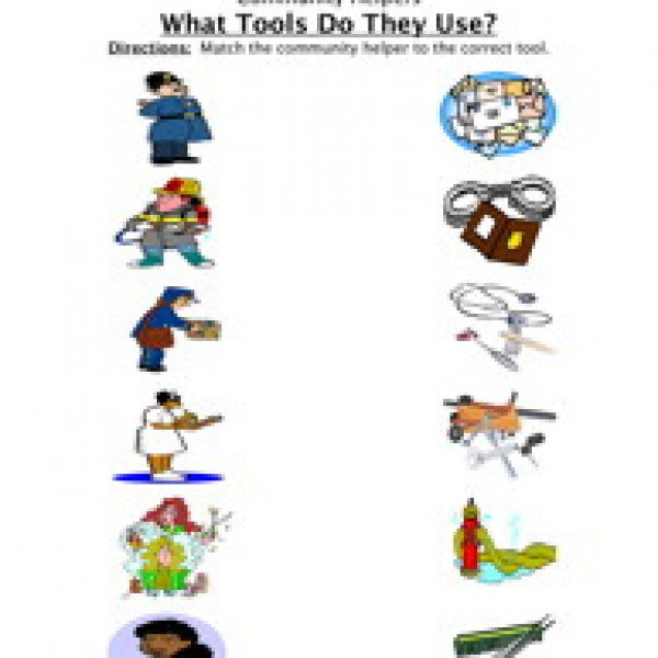 Community Helpers Matching Printable Worksheets For All