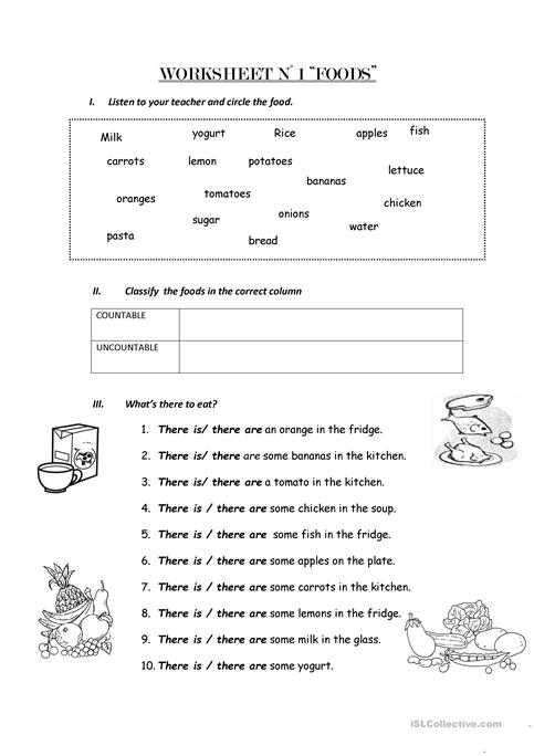 Count And Non Count Nouns Worksheet