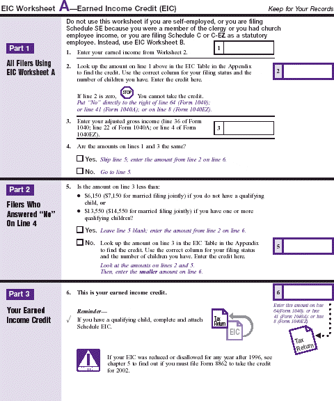 Earned Income Credit Worksheet Earned Income Credit Worksheet