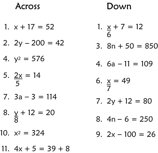 Elementary Algebra Help Fun Algebra Crossword Puzzle Will Help Get