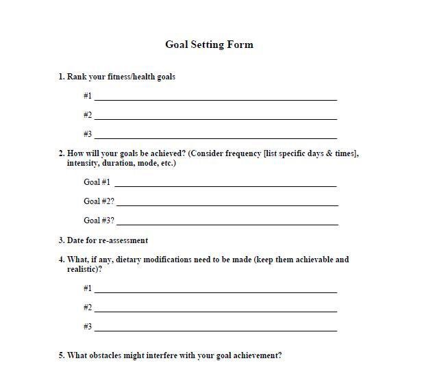 Fitness Goals Worksheet Worksheets For All Free Worksheets Samples