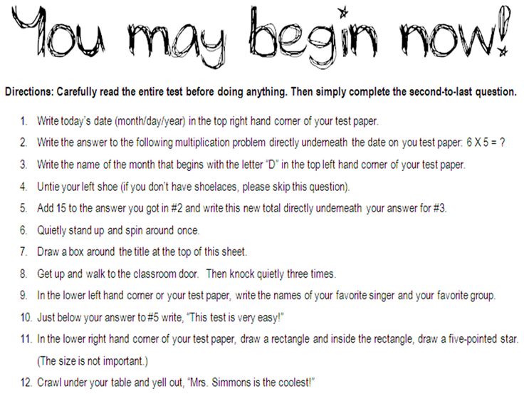 Following Directions Worksheet Middle School Free