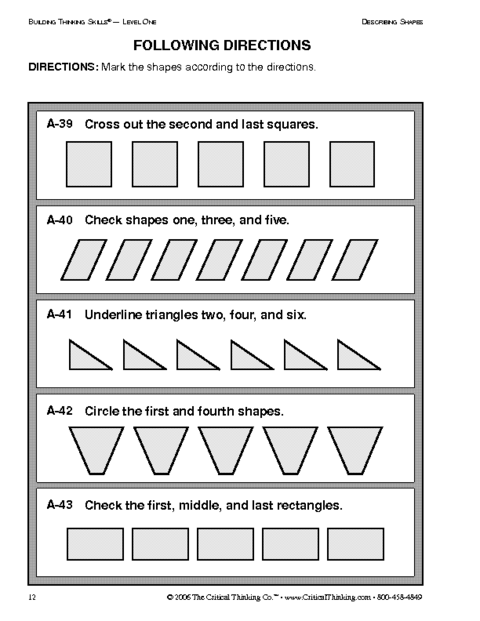Following Directions Worksheet Middle School Free