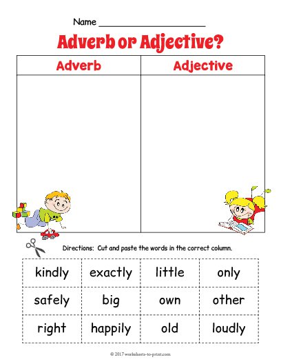 Free Printable Adjective Adverb Sort