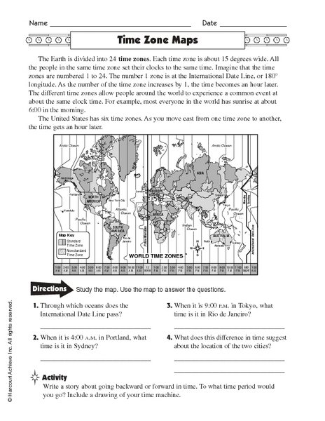 Free Worksheets Time Zones